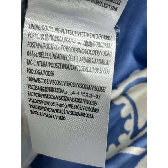 Anthropologie Farm Rio Maxi Dress Blue V Neck Puff Sleeve Preppy Boho Large NWT - Picture 10 of 12